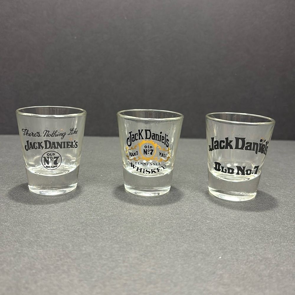 JACK DANIELS Mixed Bundle of 3 Shot Glass Glasses OLD NO. 7 TENNESSEE WHISKEY
